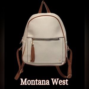 Montana West Anti-Theft Backpack, Vegan Leather, Cream & Brown, Large